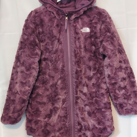SOLD!! North Face Mossbud Swirl Pikes Purple Reversible Jacket Girls XL (18) NWT - Picture 12 of 16
